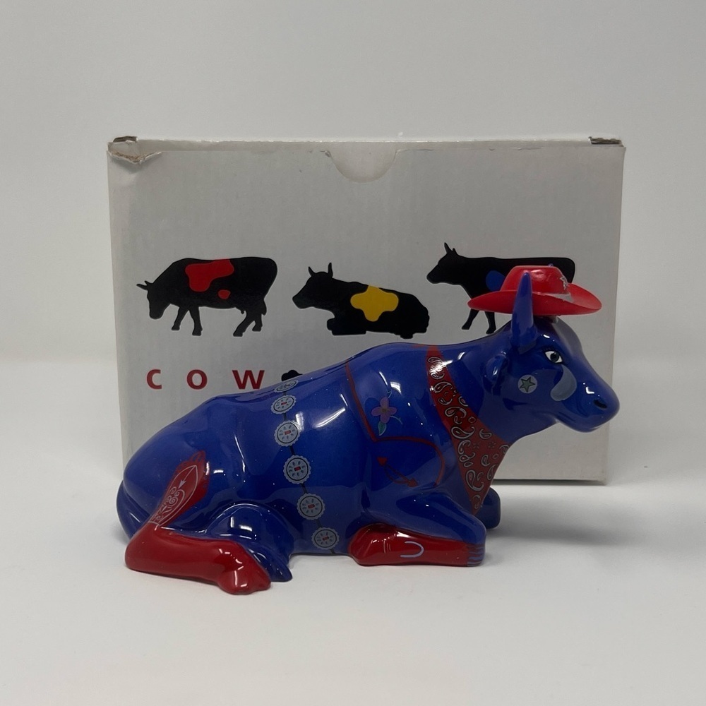 NWT Cow Parade Even Cowgirls Get The Blues Retired Cow Figurine #9180